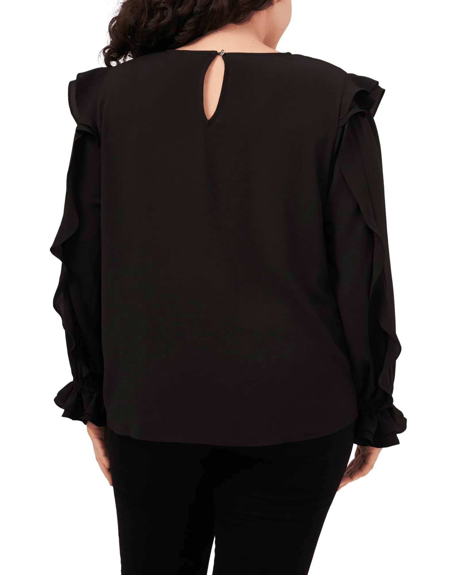 Eloise Ruffle Sleeve Top | RICH BLACK