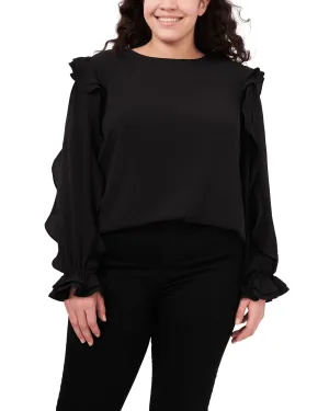Eloise Ruffle Sleeve Top | RICH BLACK