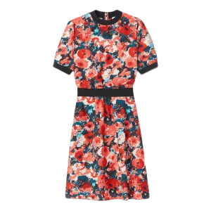 Fitted ´aquarelle´ Midi Dress Orange