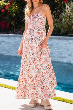 Georgina Boho Floral Smocked Ruffled Maxi Dress
