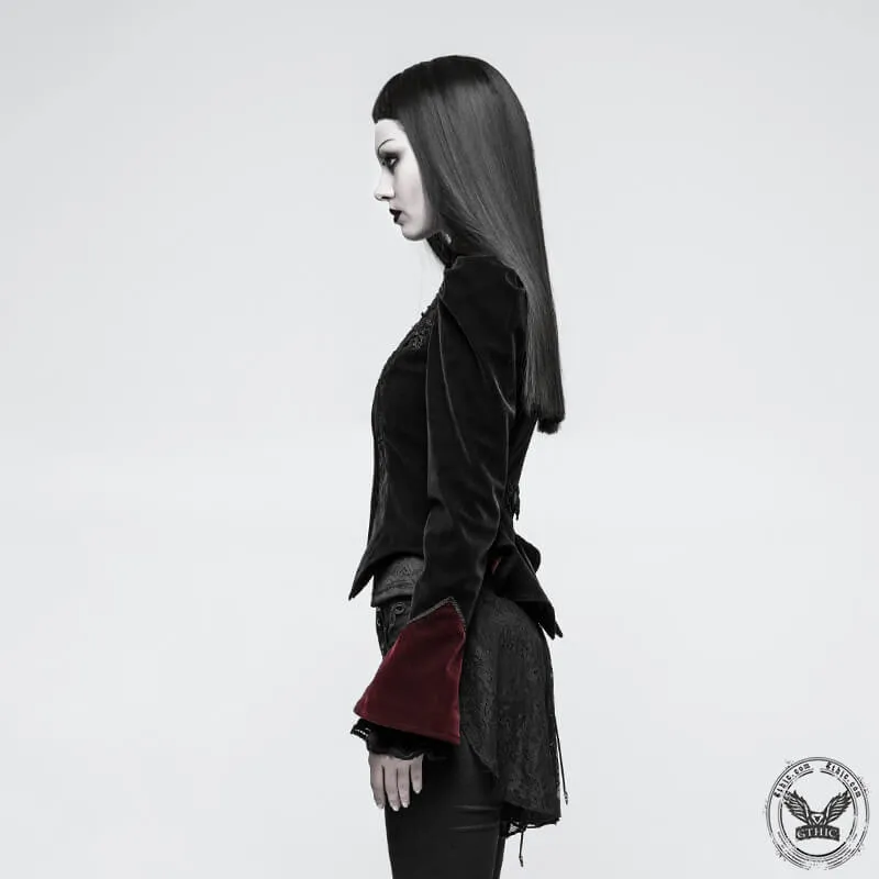 Gothic Scissor-tail Twill Velveteen Jacket