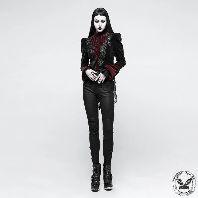 Gothic Scissor-tail Twill Velveteen Jacket
