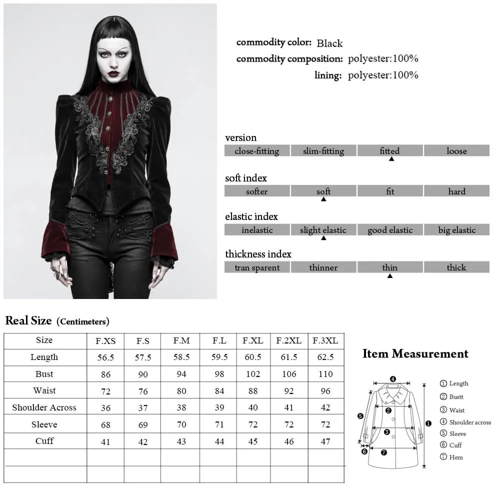 Gothic Scissor-tail Twill Velveteen Jacket