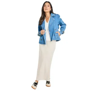 Heritage Storm Blue Cropped Denim Trench Jacket