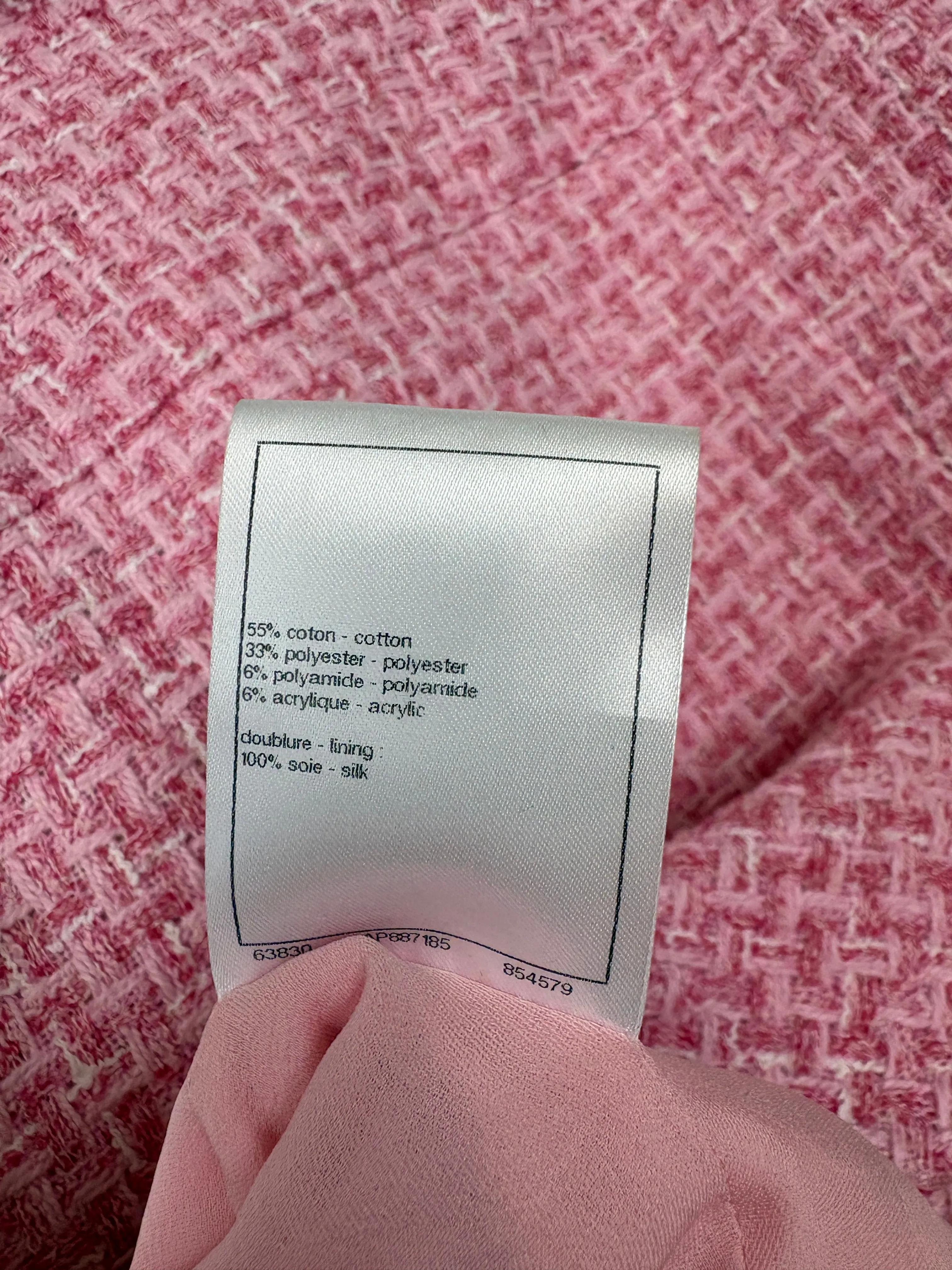 *hot*trendy Inspired  Chanel 2023 Cropped Pink Short Sleeve Tweed Jacket With Silver Cc Buttons Size Fr 36 (uk 8)