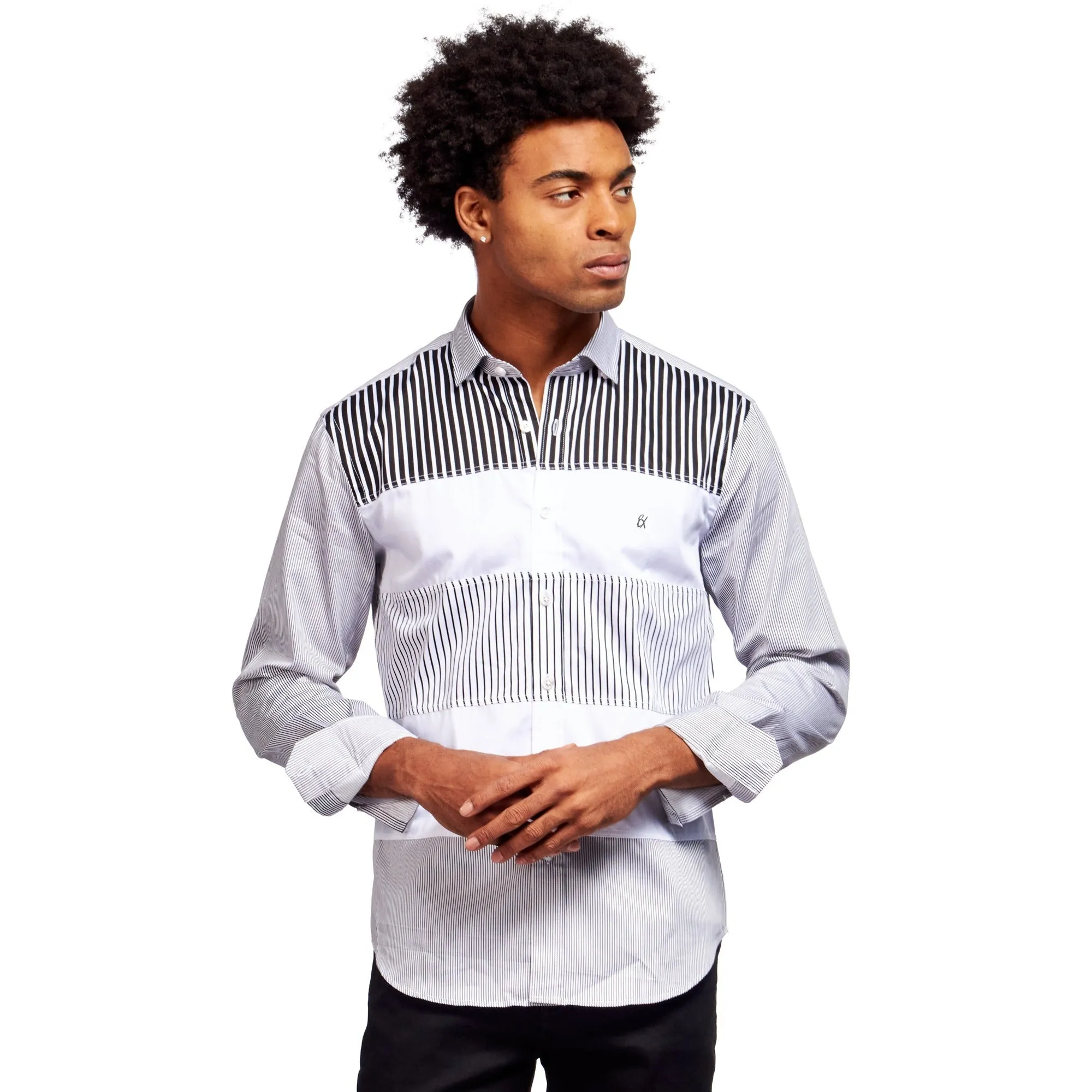 How Many Stripes Button Down Shirt - Black