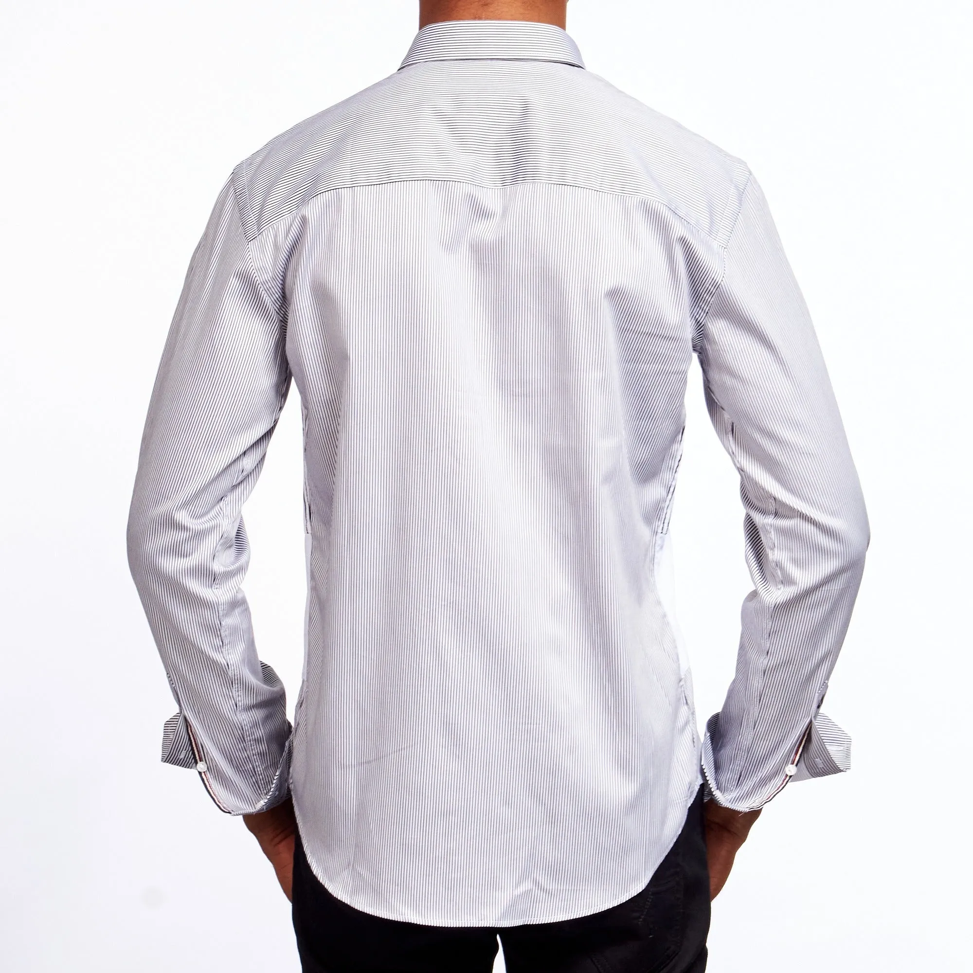 How Many Stripes Button Down Shirt - Black