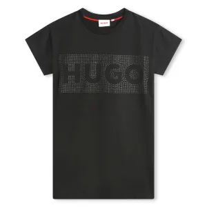 Hugo Kids Girls Short Sleeve Dress - Black