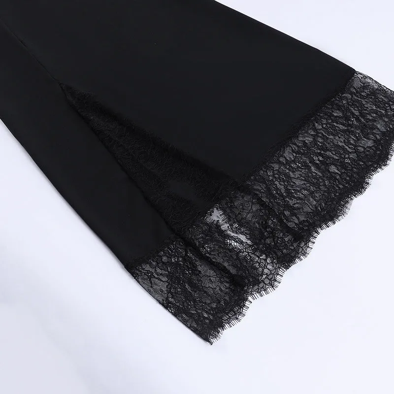 Jacquard Black Lace Slip Dress