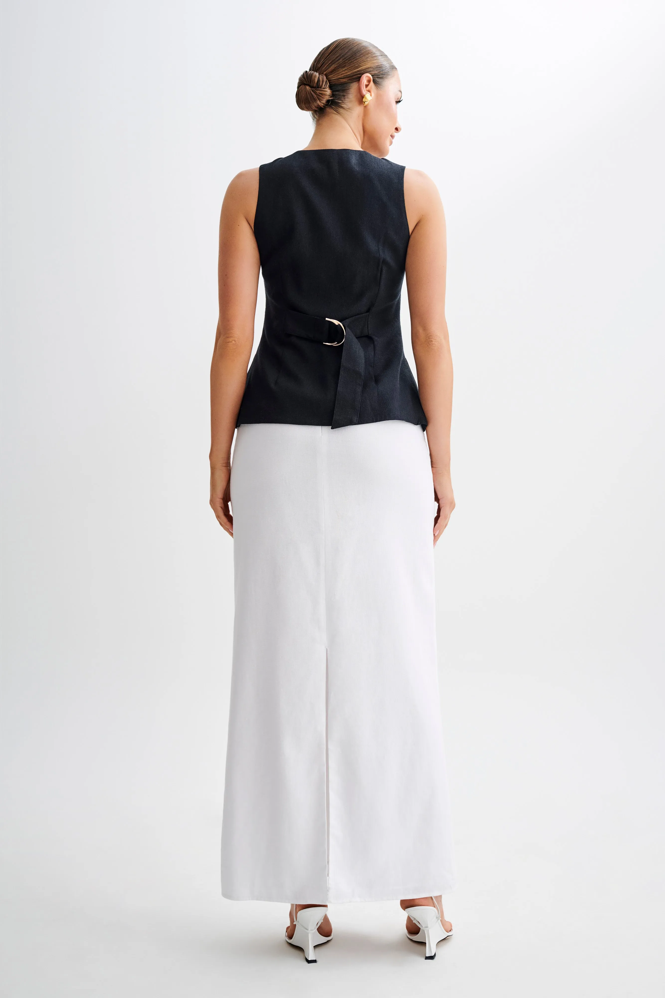 Jordan Linen Maxi Skirt - White