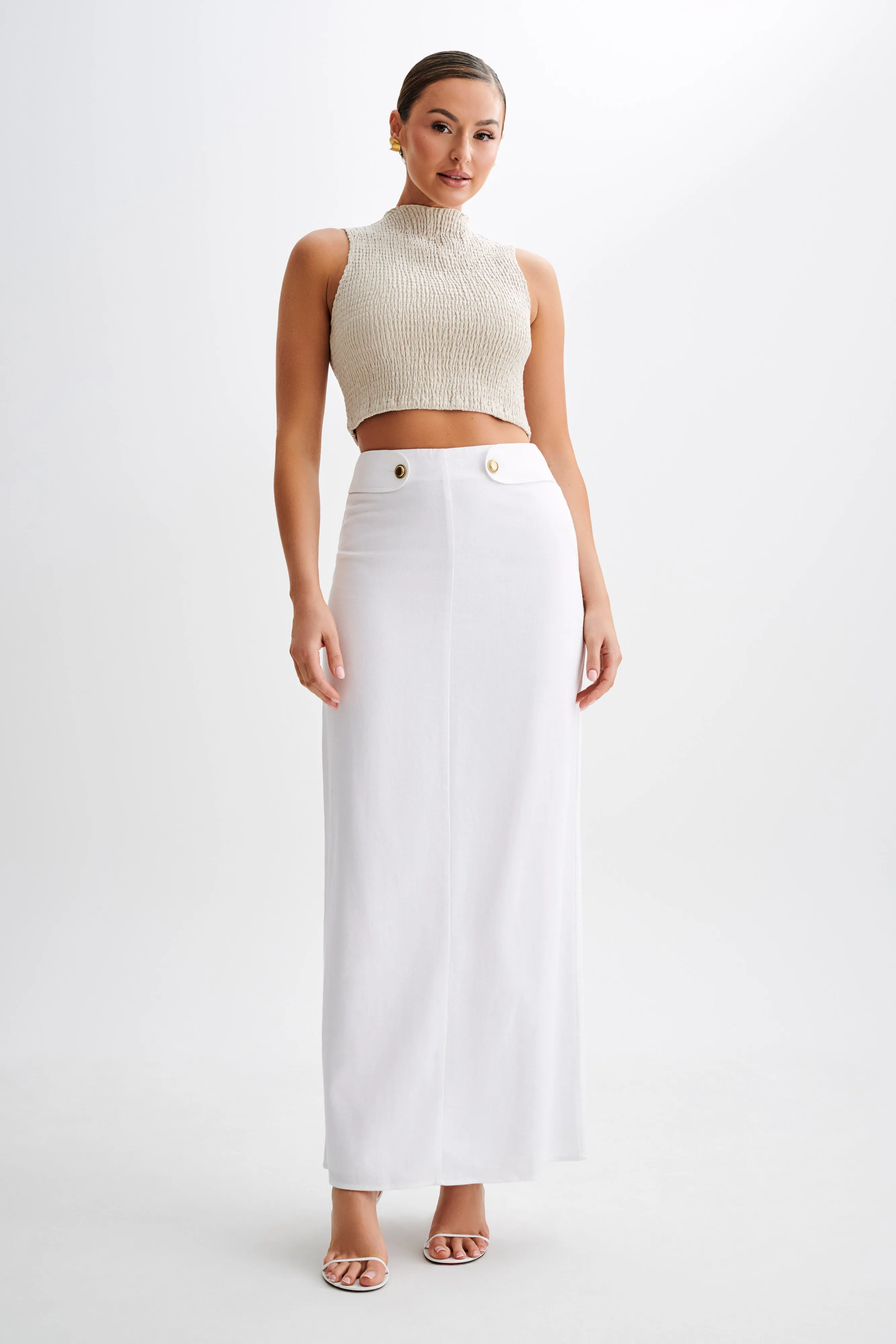 Jordan Linen Maxi Skirt - White