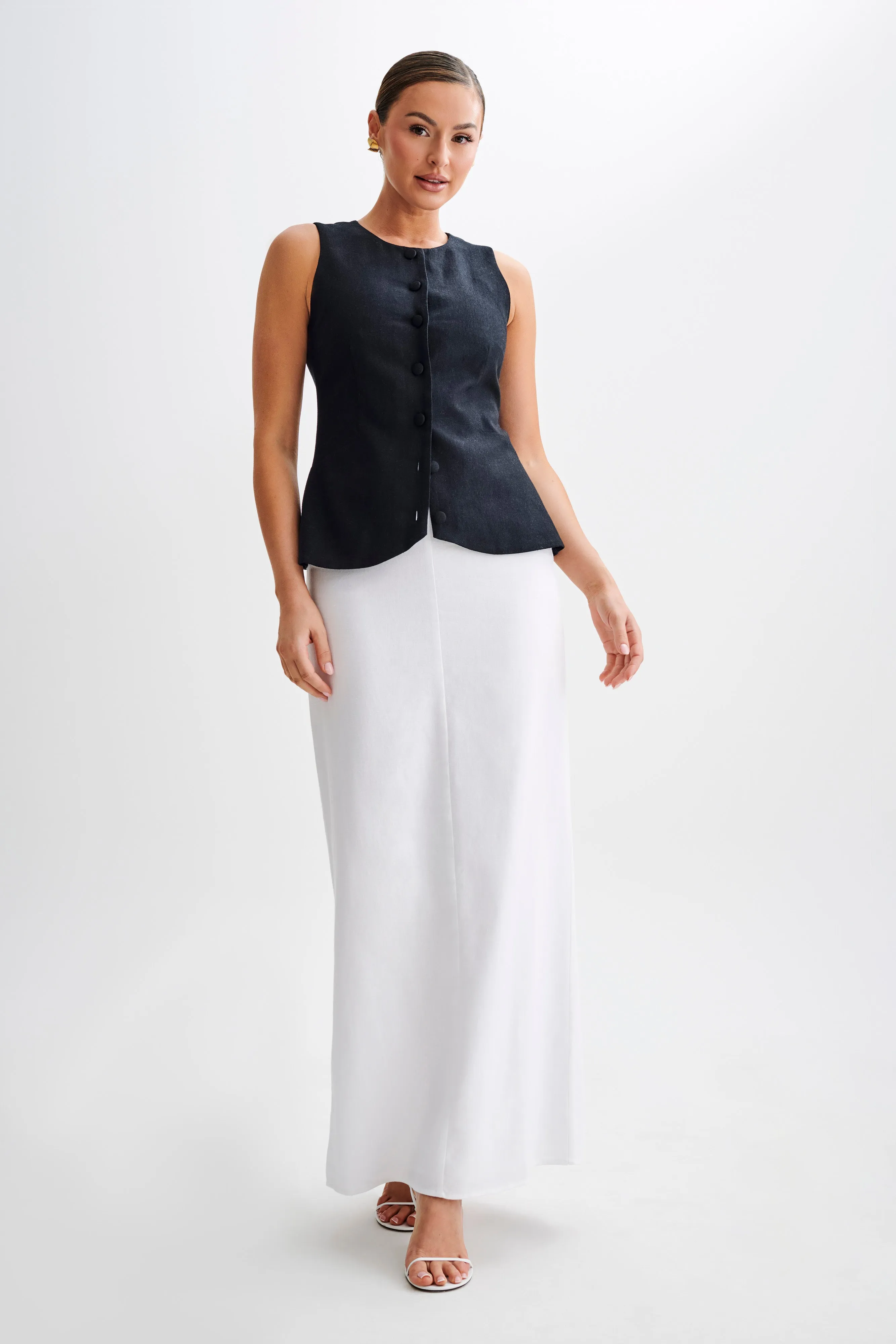 Jordan Linen Maxi Skirt - White