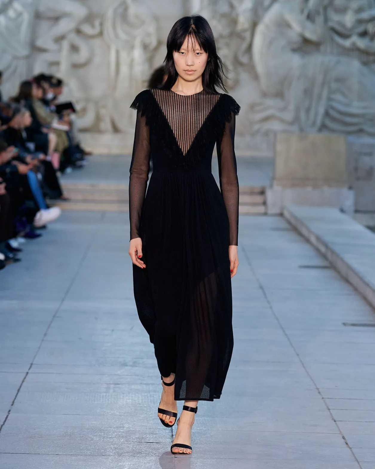 Lace Dress with Techno Grid Stretch Body