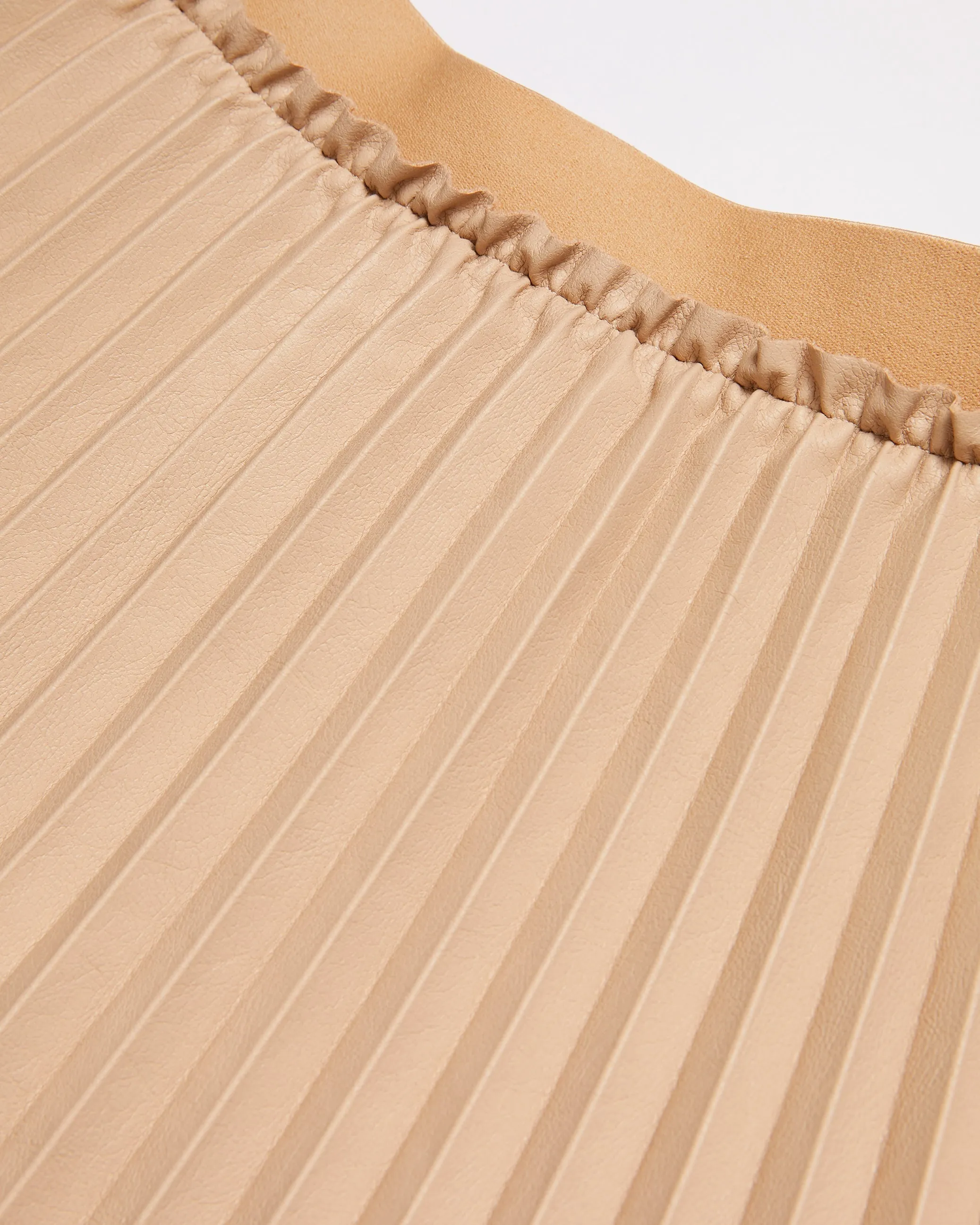 Liydah Faux Leather Pleated Skirt Camel