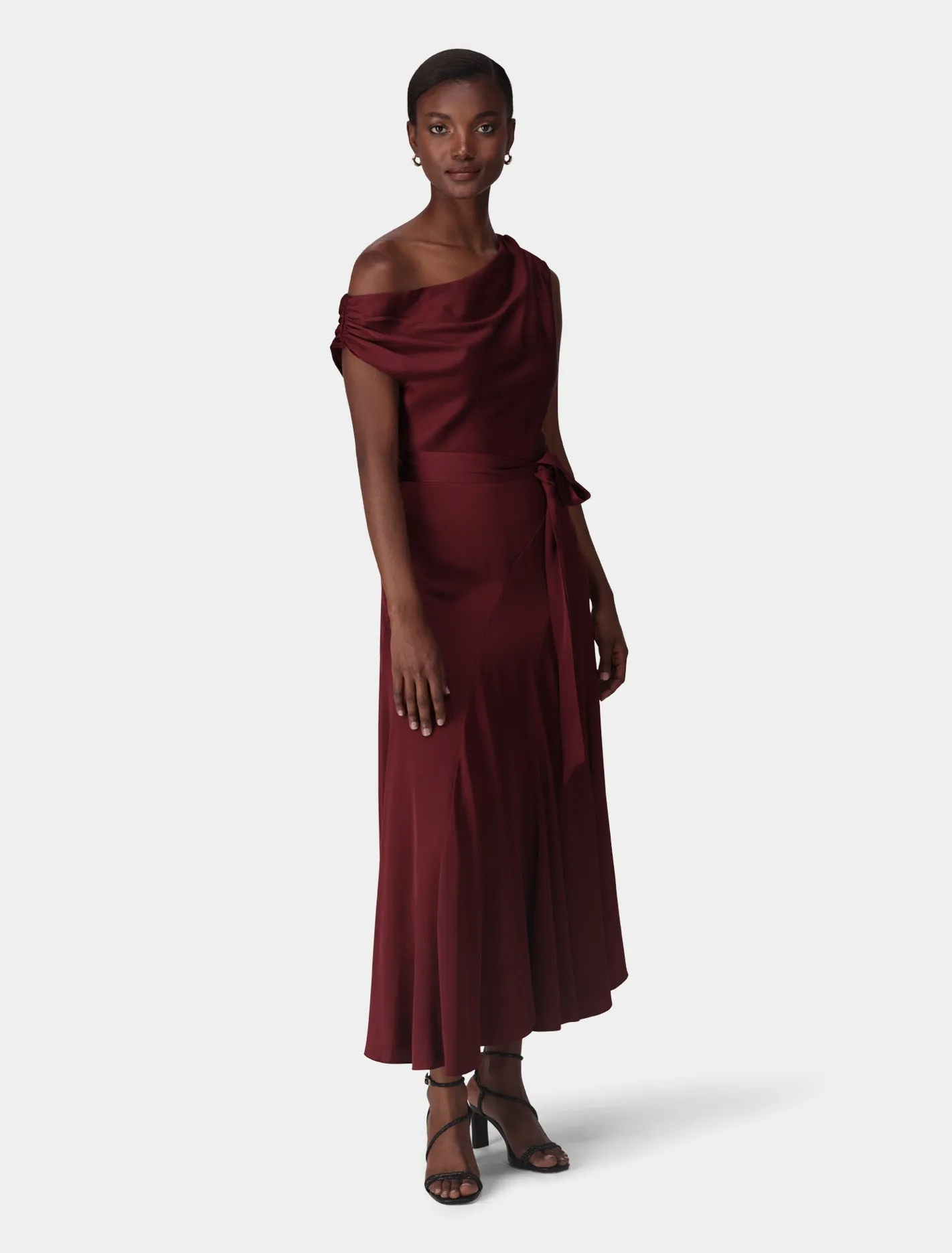 Megan Satin Asym Midi Dress