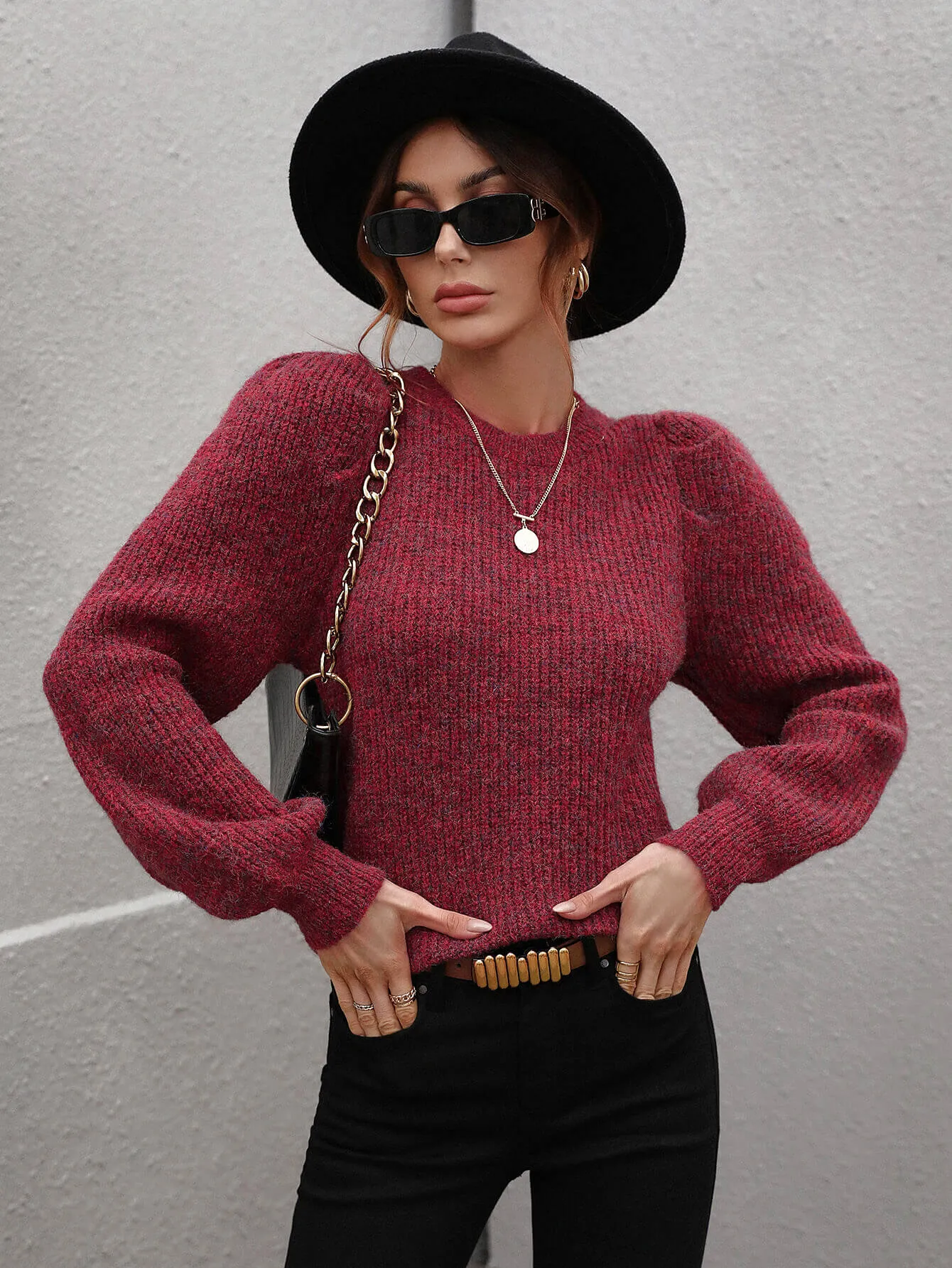 Miss Puff Lantern Sleeve Sweater in Red, Orange, Blue, or Green