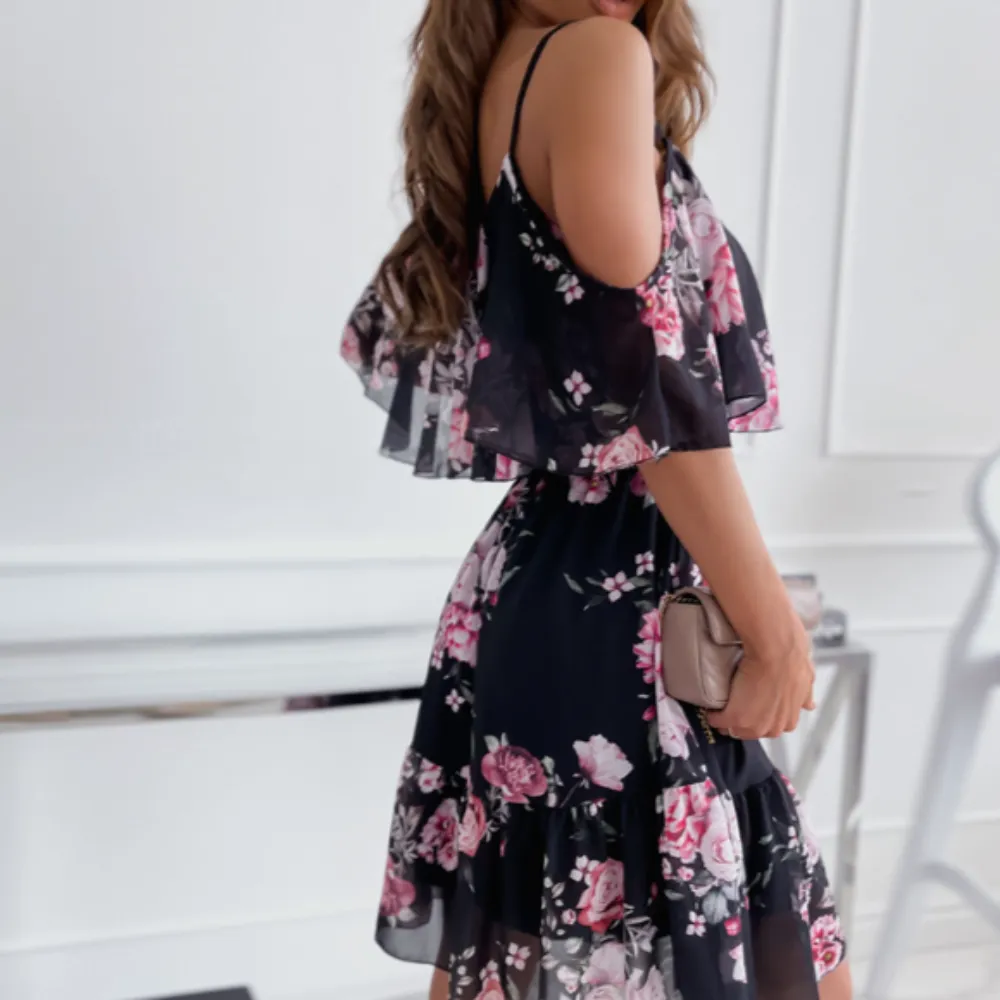 Open Shoulder Ruffle Chiffon Beach Dress | CozyCouture®