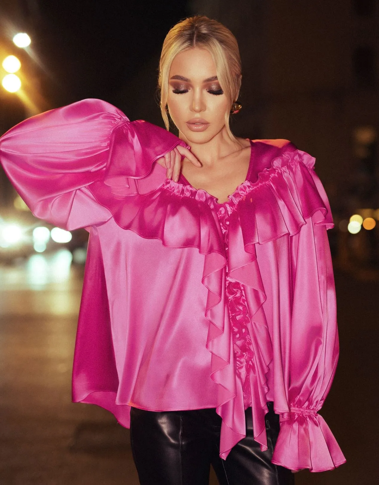 Oversized silk blouse