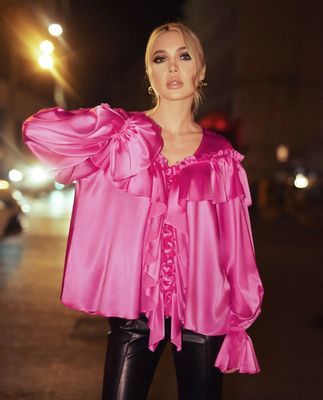 Oversized silk blouse