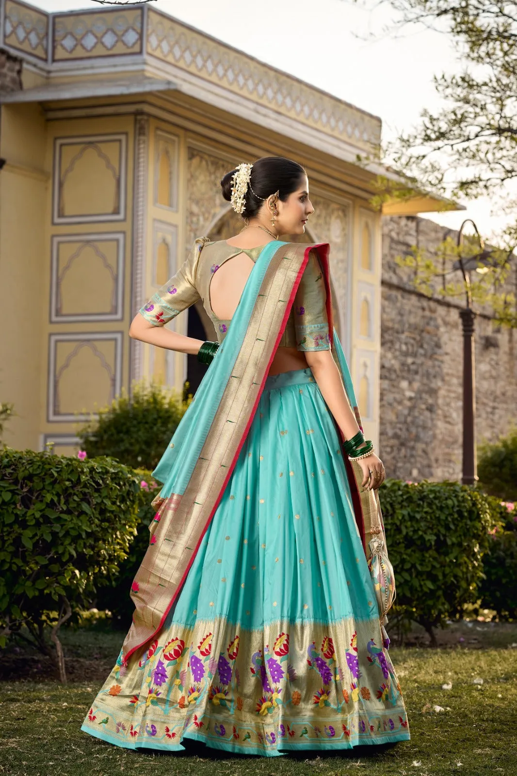 Paithani Jacquard Silk Weaving Zari Worked Lehenga Choli