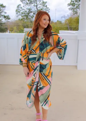 Palm Beach Midi Dress- Green