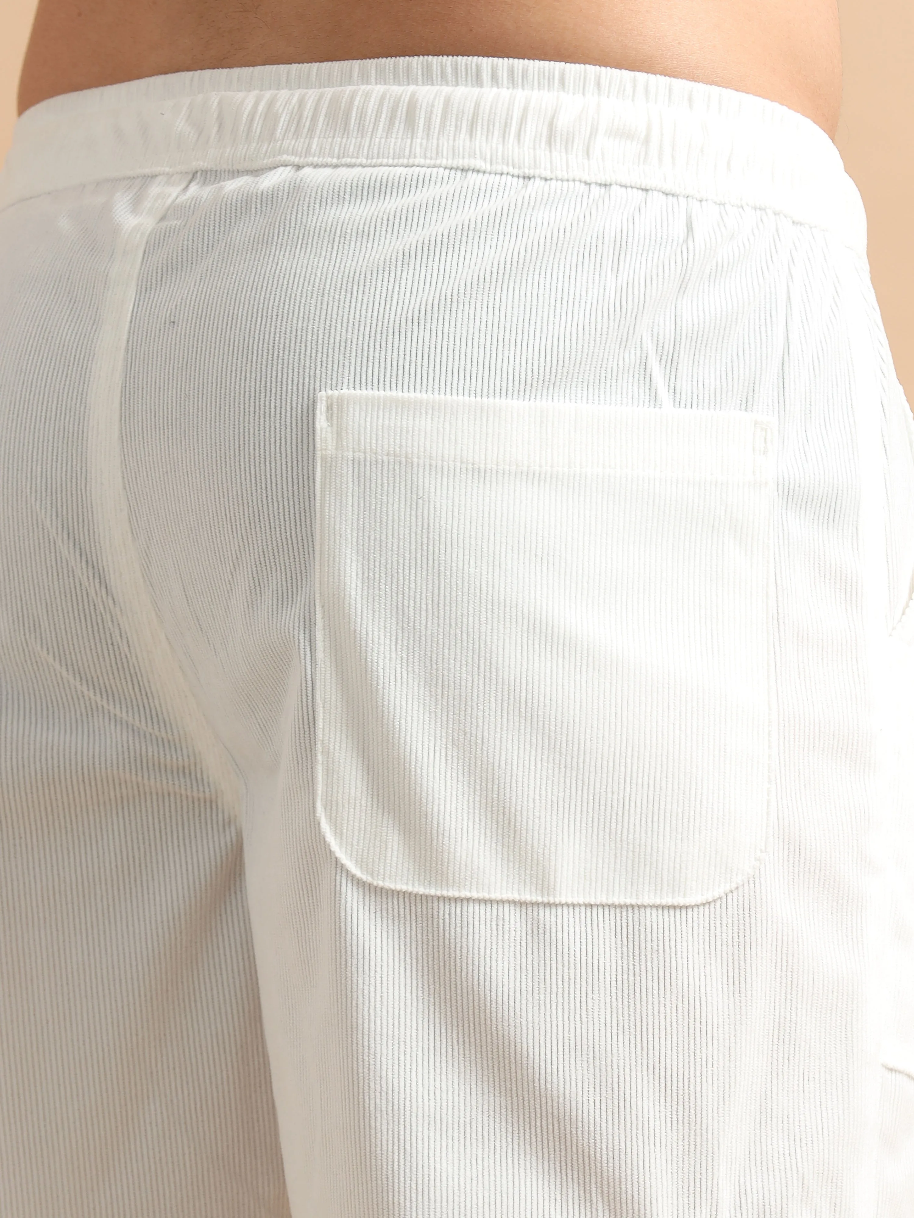 Plus Size Utility Relaxed Fit Cargo Pant -White