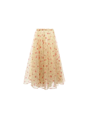 Poppy Print Midi Skirt