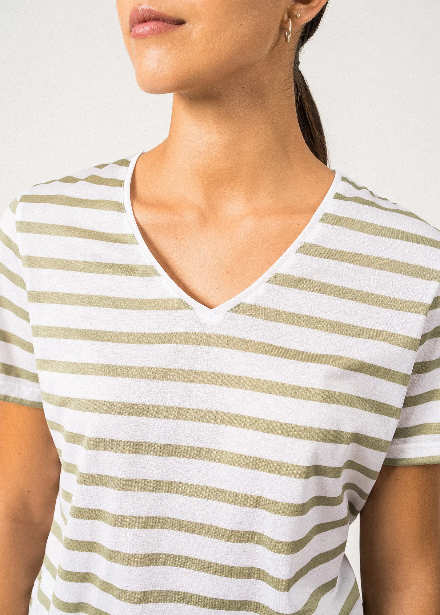 Ramatuelle  Sailor Striped Shirt  V-neck, cotton (NEIGE/AMANDIER)