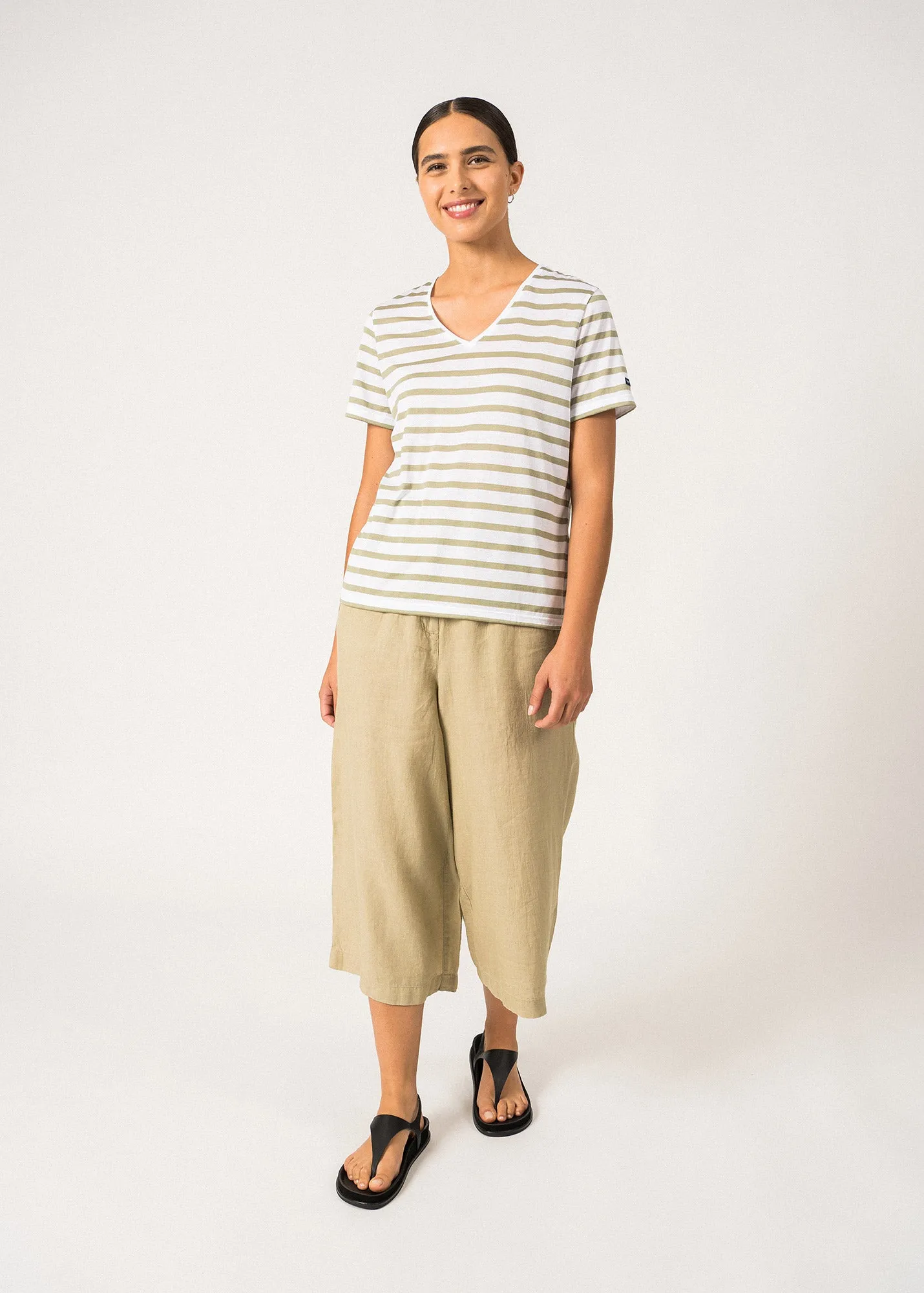 Ramatuelle  Sailor Striped Shirt  V-neck, cotton (NEIGE/AMANDIER)
