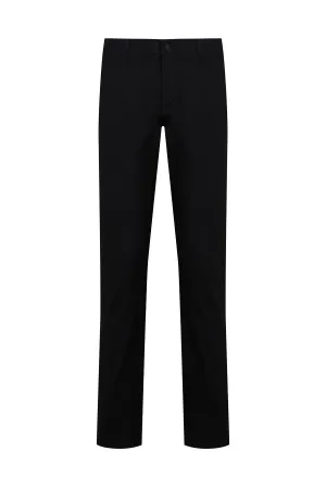 Regular Fit Side Pocket High Waist Unpleated Cotton Gray Casual Pants, Black D.