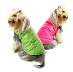 Reversible Puffer Vest With Ruffle Trims