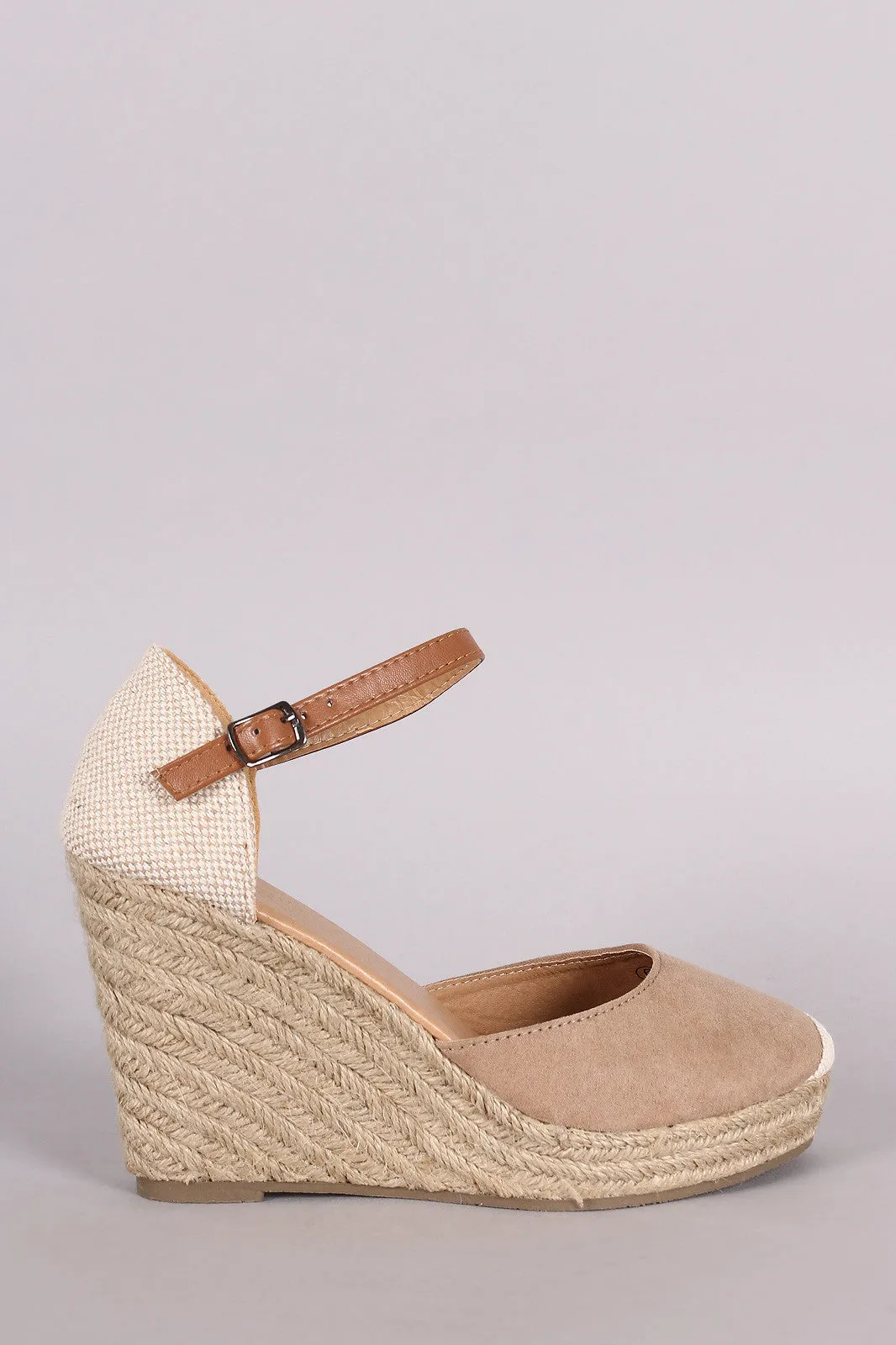 Round Toe Ankle strap Espadrille Platform Wedge