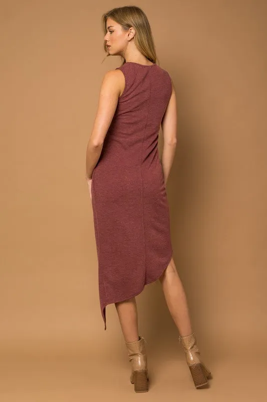 Sleeveless Twist Wrap Rib Midi Dress *Multiple Colors*