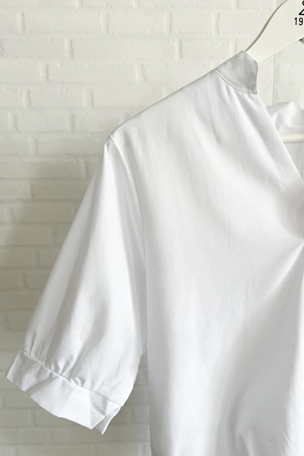 TAYLOR Relaxed Mandarin Collar Top (White)