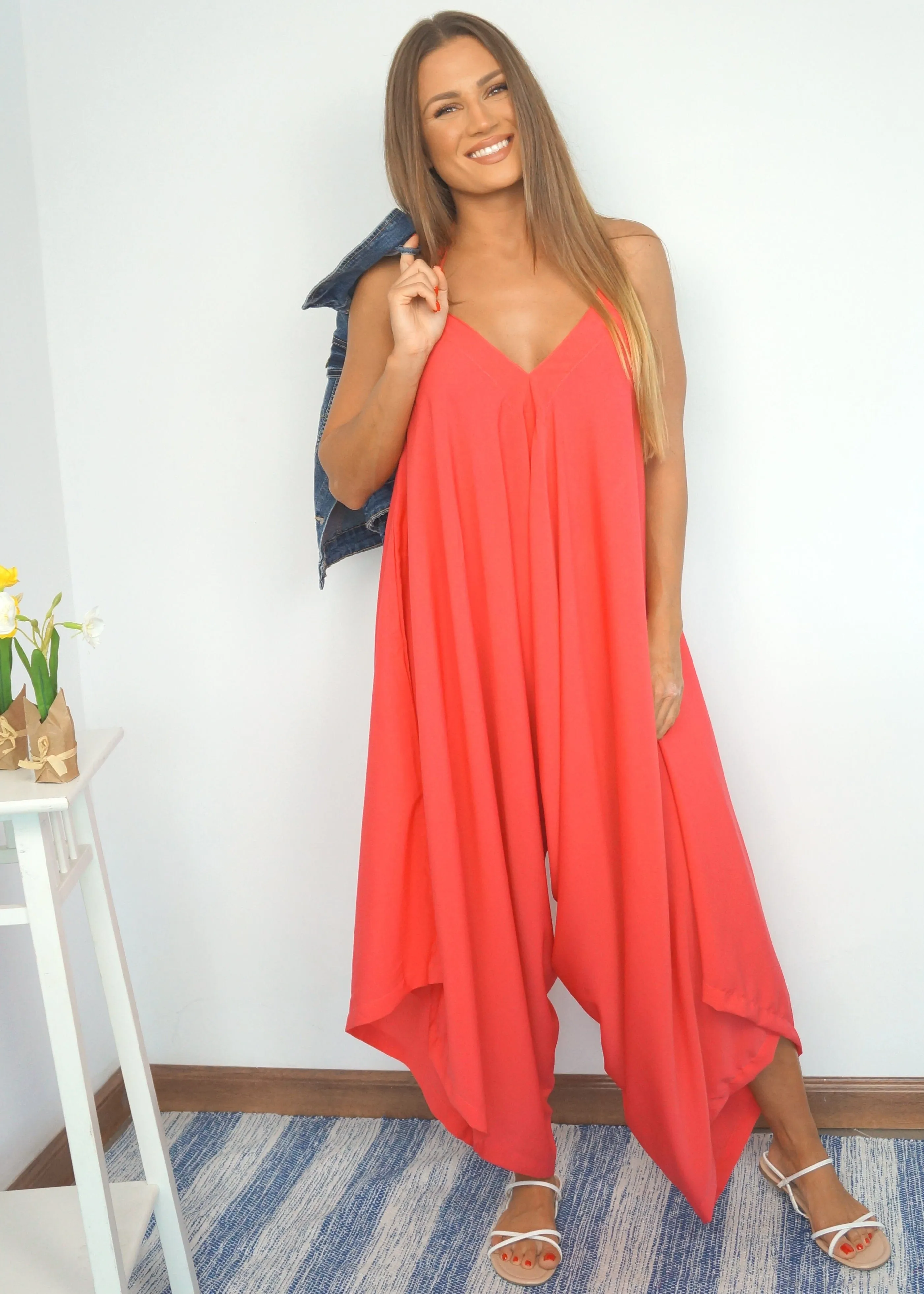 The Harem Jumpsuit - Summer Coral