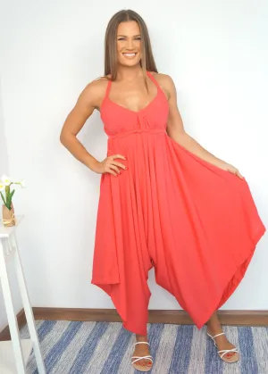 The Harem Jumpsuit - Summer Coral