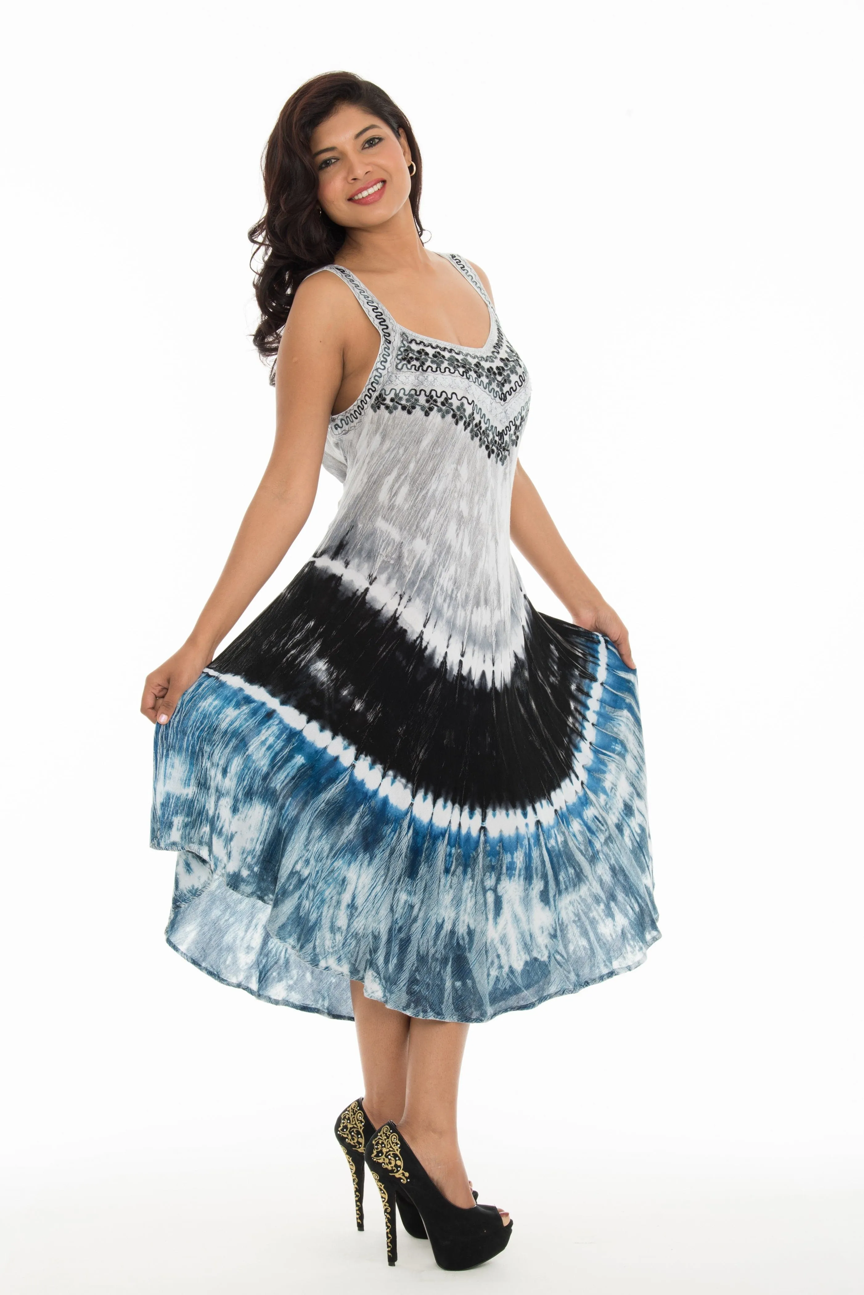Three Layer Tie Dye Umbrella Dress
