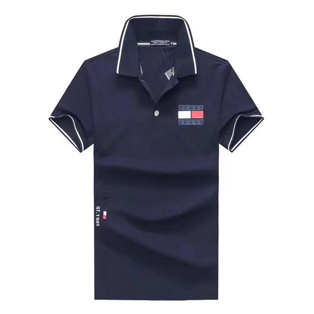 Tommy Hilfiger Printed Design Plain NavyBlue Polo Shirt