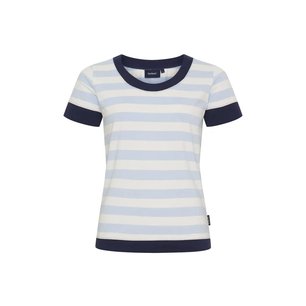 Tonnere Striped Short Sleeve Tee - Pearl / Cashmere Blue