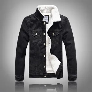 Trendy Warm Fleece Denim Men Jackets