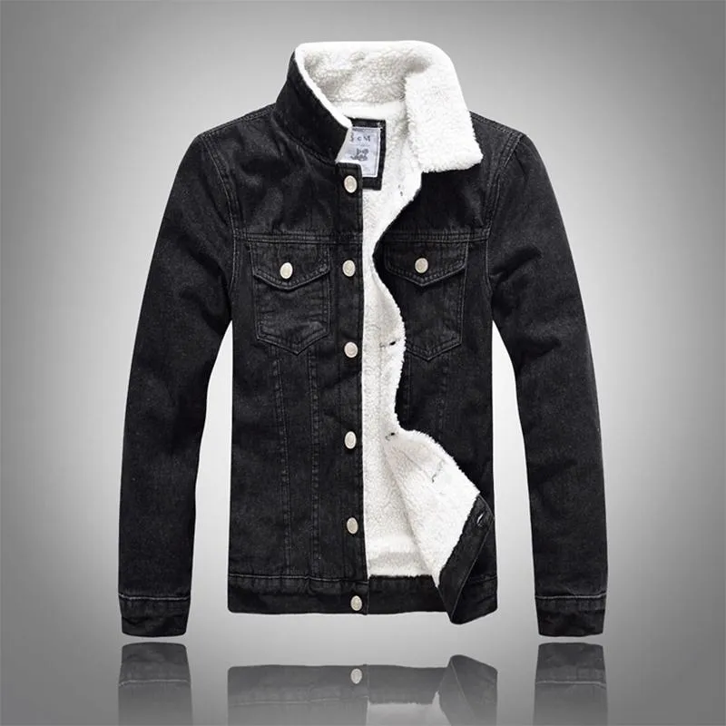 Trendy Warm Fleece Denim Men Jackets