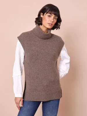 Ulla Roll Neck Vest- Brown