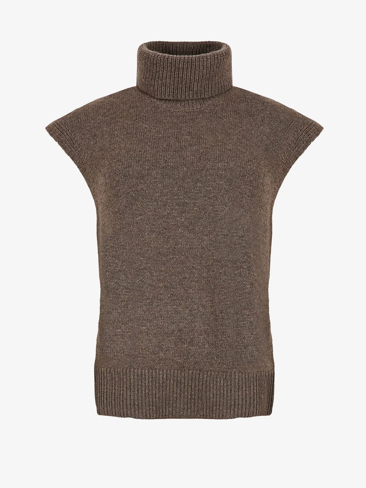 Ulla Roll Neck Vest- Brown