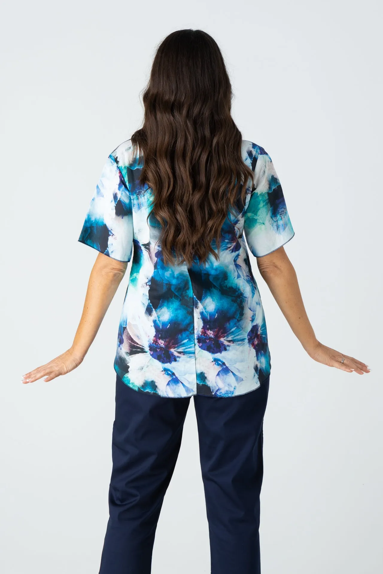 Van Gough Print Short Sleeve Linen/Silk Shirt