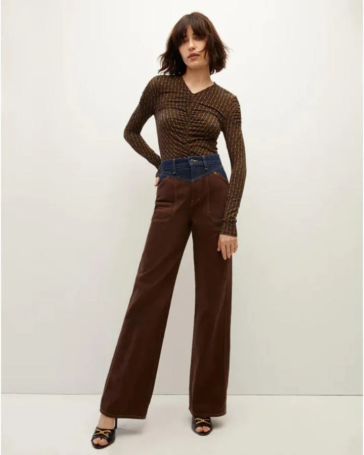 Veronica Beard Neeta Stirrup-Print Ruched Top
