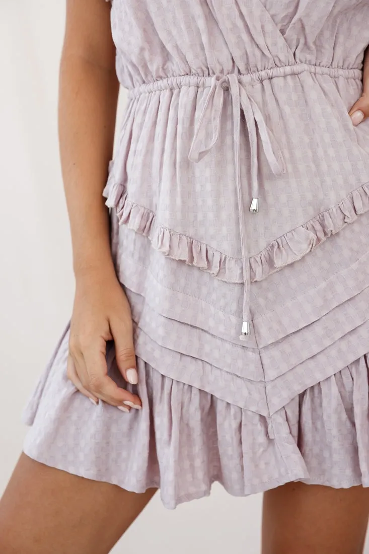 Willah Pintuck And Frill Detail Drawstring Dress Mauve