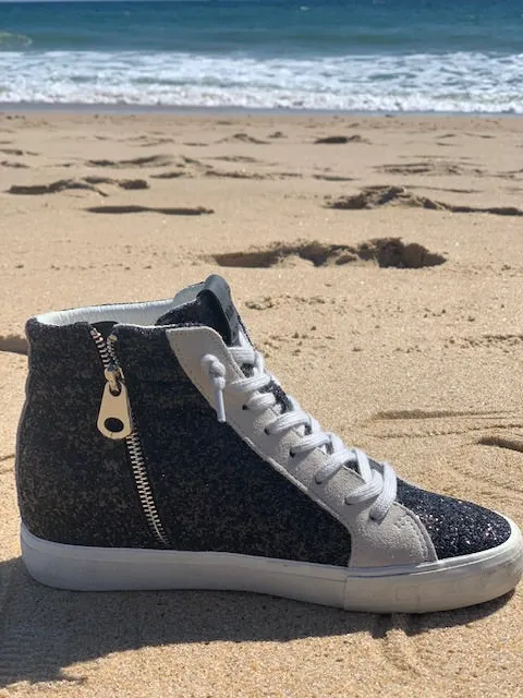 Women's Black Glitter Sneakers