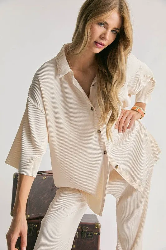 Women's Button Down Half Sleeve Shirt