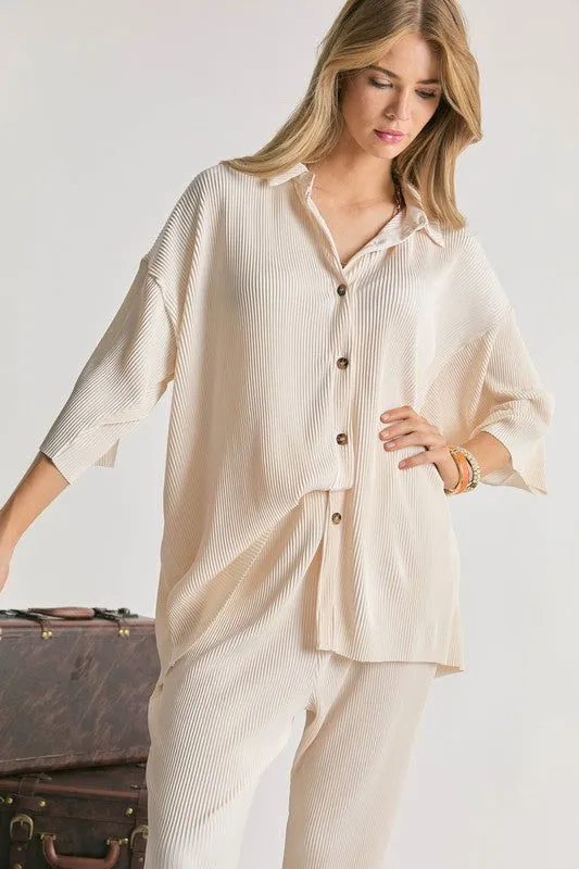 Women's Button Down Half Sleeve Shirt
