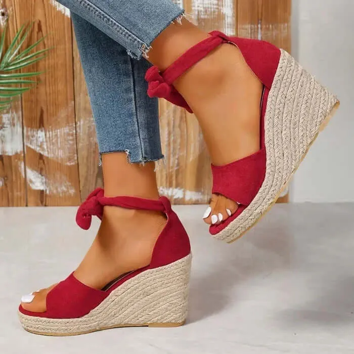 Women's Open-Toe Lace-Up Espadrille Wedge Sandals